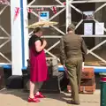 Eyeing up a pile of vintage suitcases, A 1940's Takeover, Eye, Suffolk - 8th August 2015