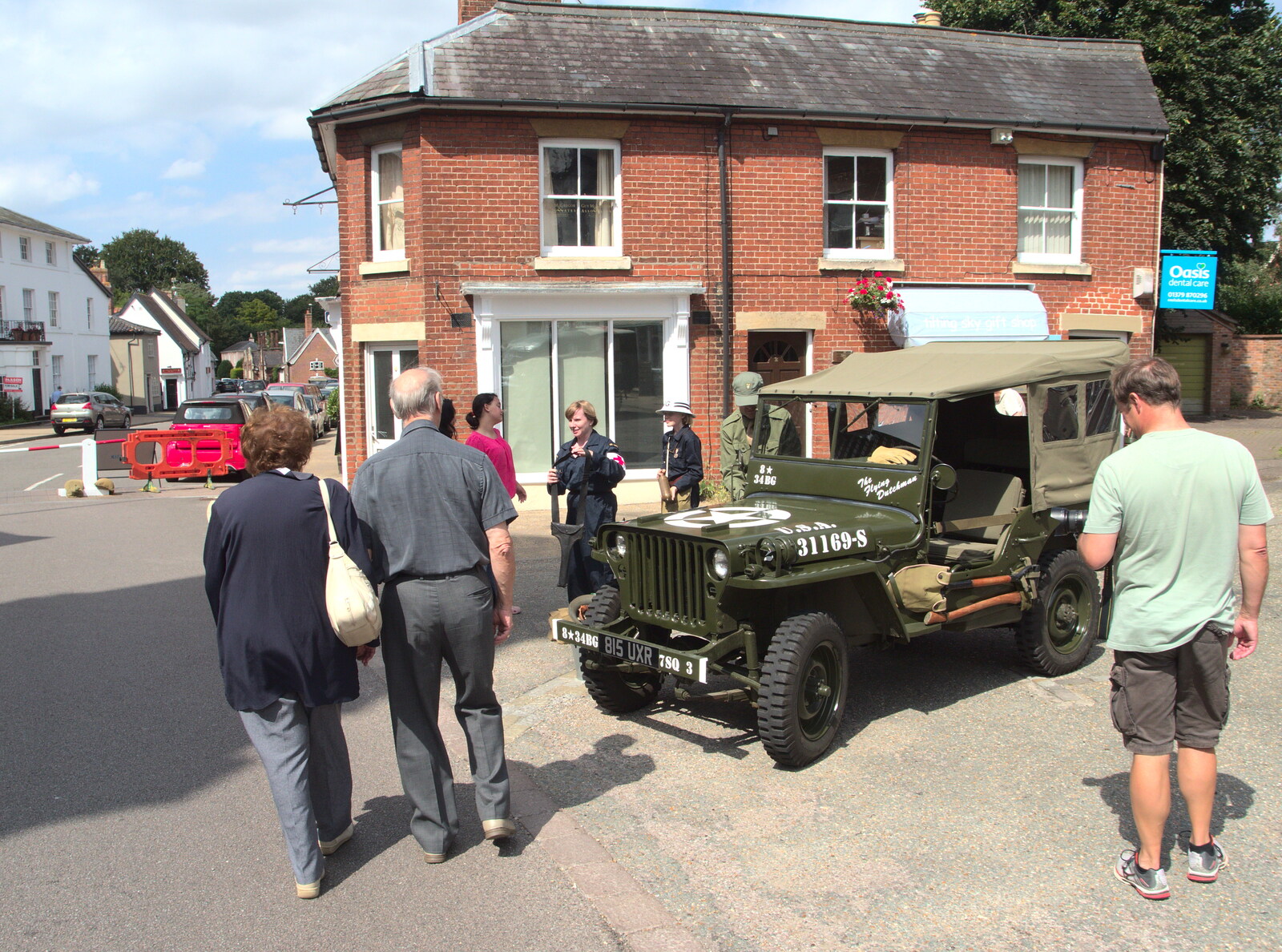 A dark green Jeep is inspected from A 1940's Takeover, Eye, Suffolk - 8th August 2015