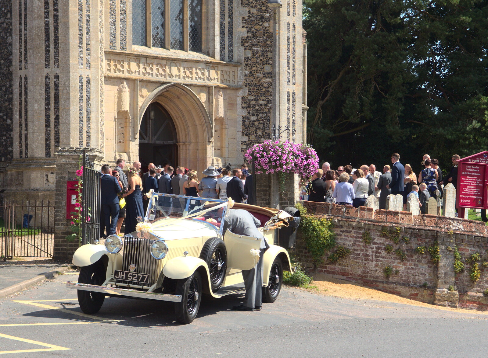 Down at Eye Church, there's a big wedding on from A 1940's Takeover, Eye, Suffolk - 8th August 2015