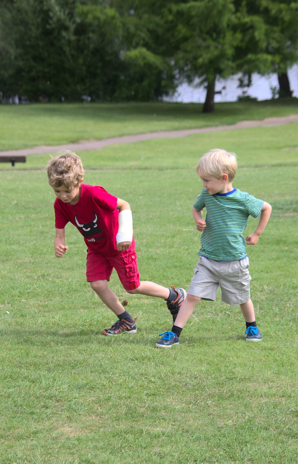 Fred and Harry have a run around from A Race For Life, The Park, Diss, Norfolk - 16th August 2015