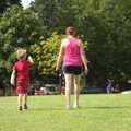 Fred and Isobel walk back to the car park, A Race For Life, The Park, Diss, Norfolk - 16th August 2015