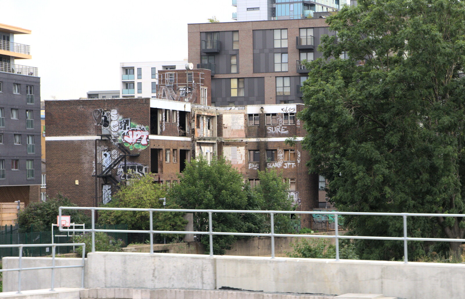 Burned-out building on the edge of Stratford from Fred's Cast and a SwiftKey Lunch, Waterloo, London - 18th August 2015