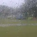 A view of rain from inside the awning, A Trip to Hurst Castle, Keyhaven, Hampshire - 28th August 2015