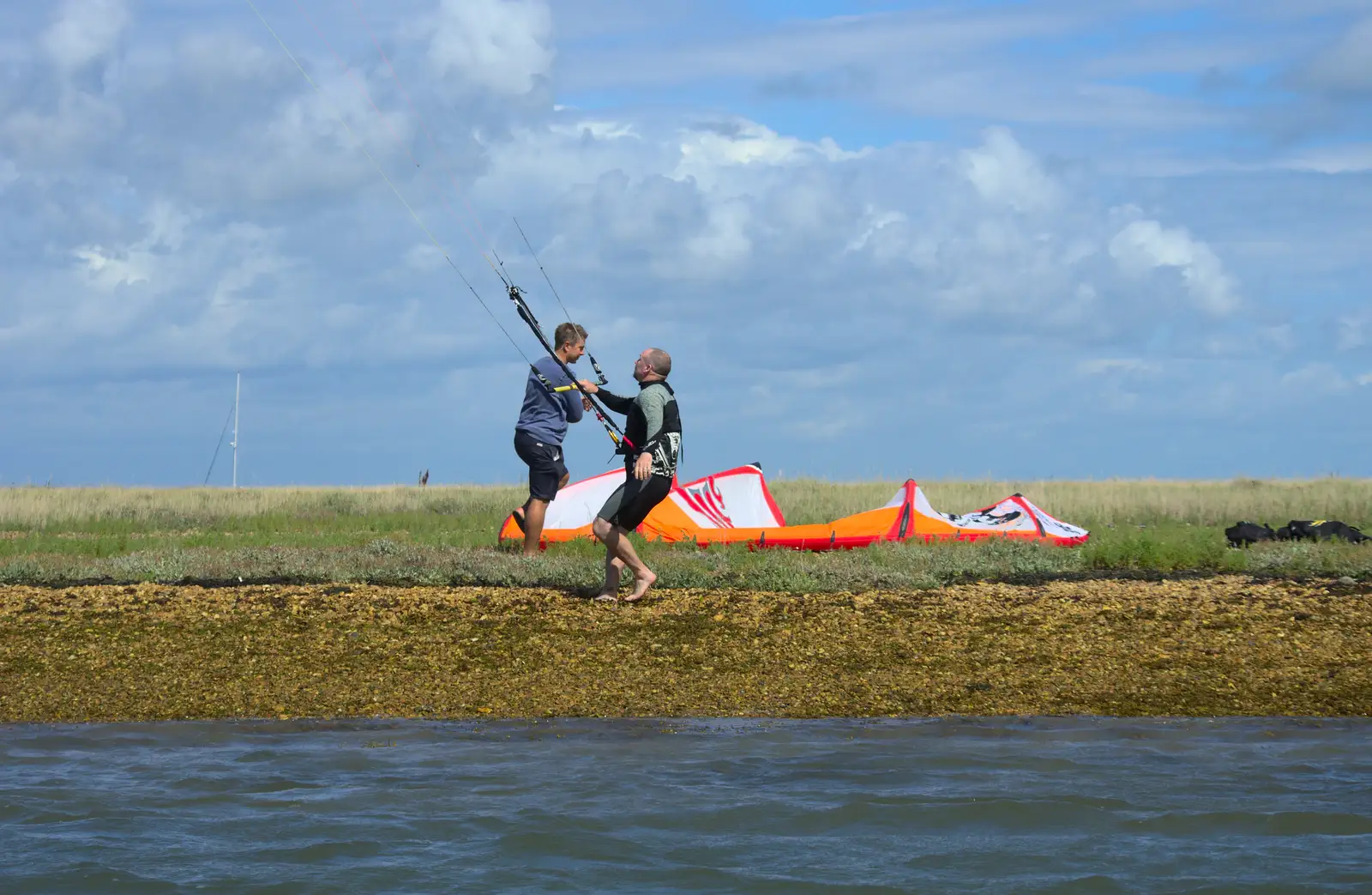 Some dudes do kite surfing, from A Trip to Hurst Castle, Keyhaven, Hampshire - 28th August 2015