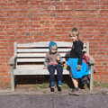 Harry and Fred on a bench, A Trip to Hurst Castle, Keyhaven, Hampshire - 28th August 2015