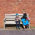 Harry and Fred on a bench, A Trip to Hurst Castle, Keyhaven, Hampshire - 28th August 2015