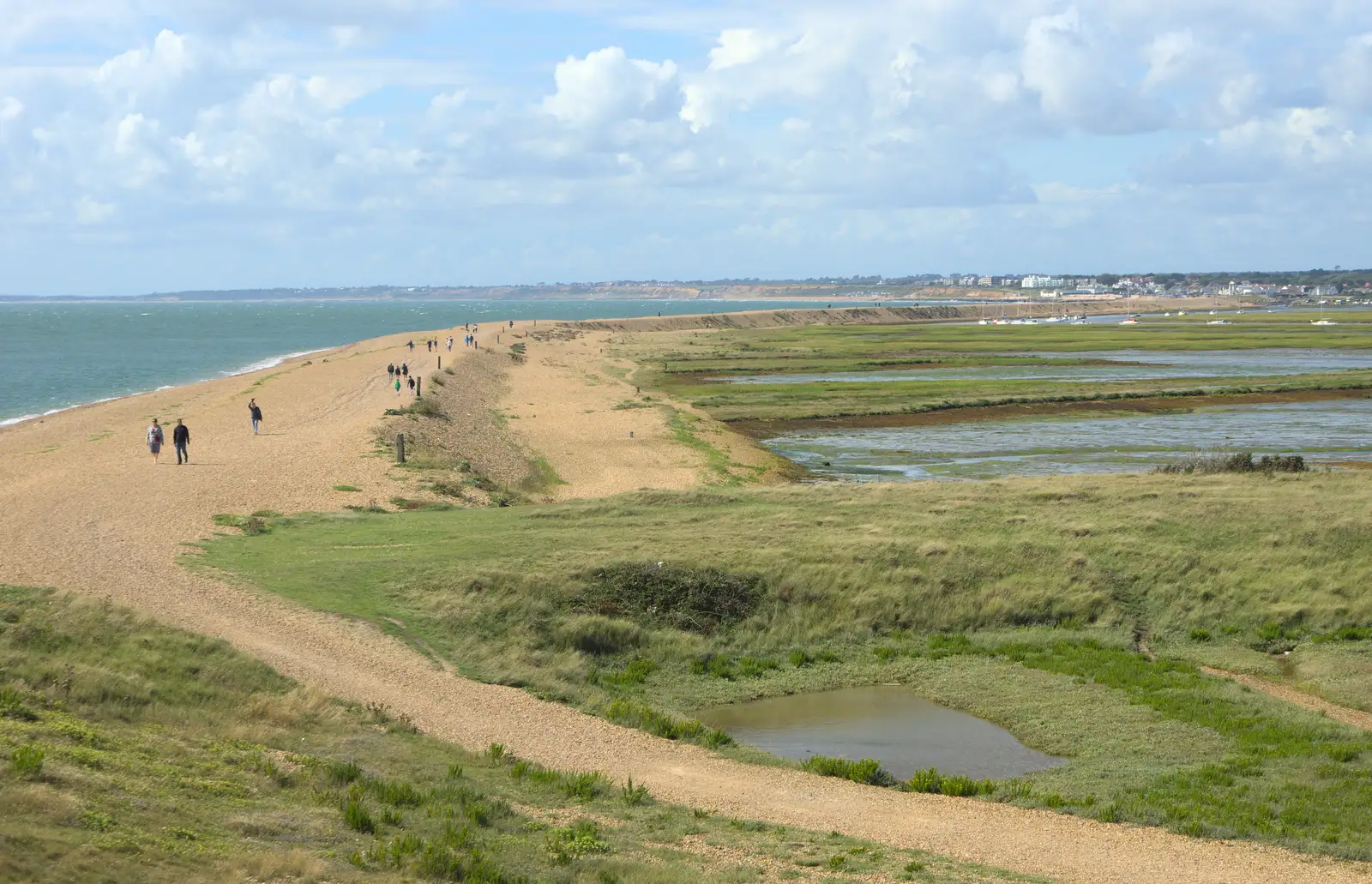 Looking down Hurst Spit towards Milford, from A Trip to Hurst Castle, Keyhaven, Hampshire - 28th August 2015