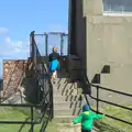 Fred and Harry run up to another observation room, A Trip to Hurst Castle, Keyhaven, Hampshire - 28th August 2015