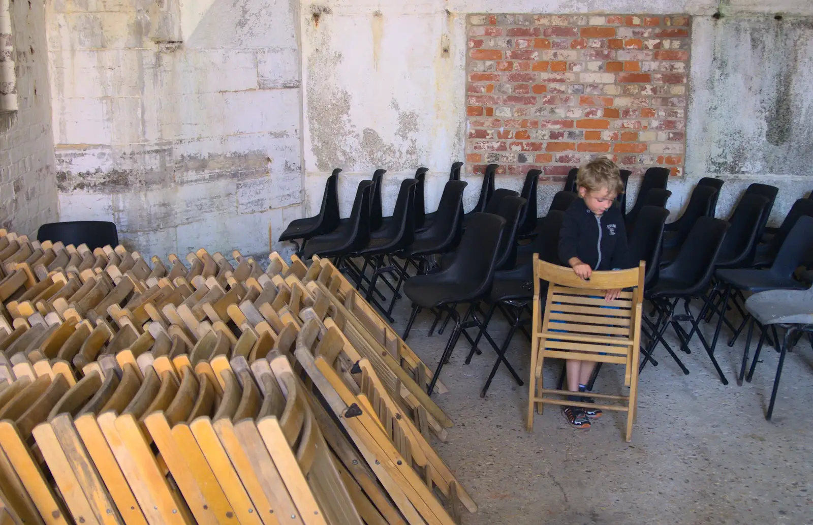 Fred gets a chair out, from A Trip to Hurst Castle, Keyhaven, Hampshire - 28th August 2015