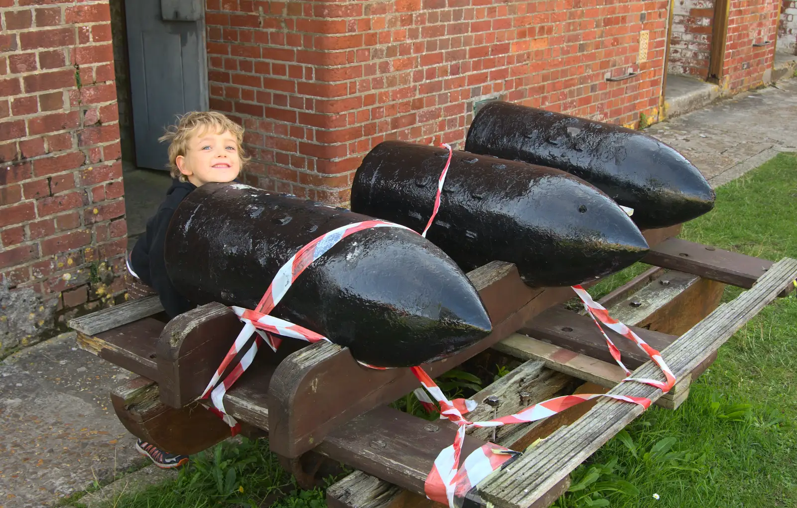 A bunch of reproduction 12.5' shells, from A Trip to Hurst Castle, Keyhaven, Hampshire - 28th August 2015