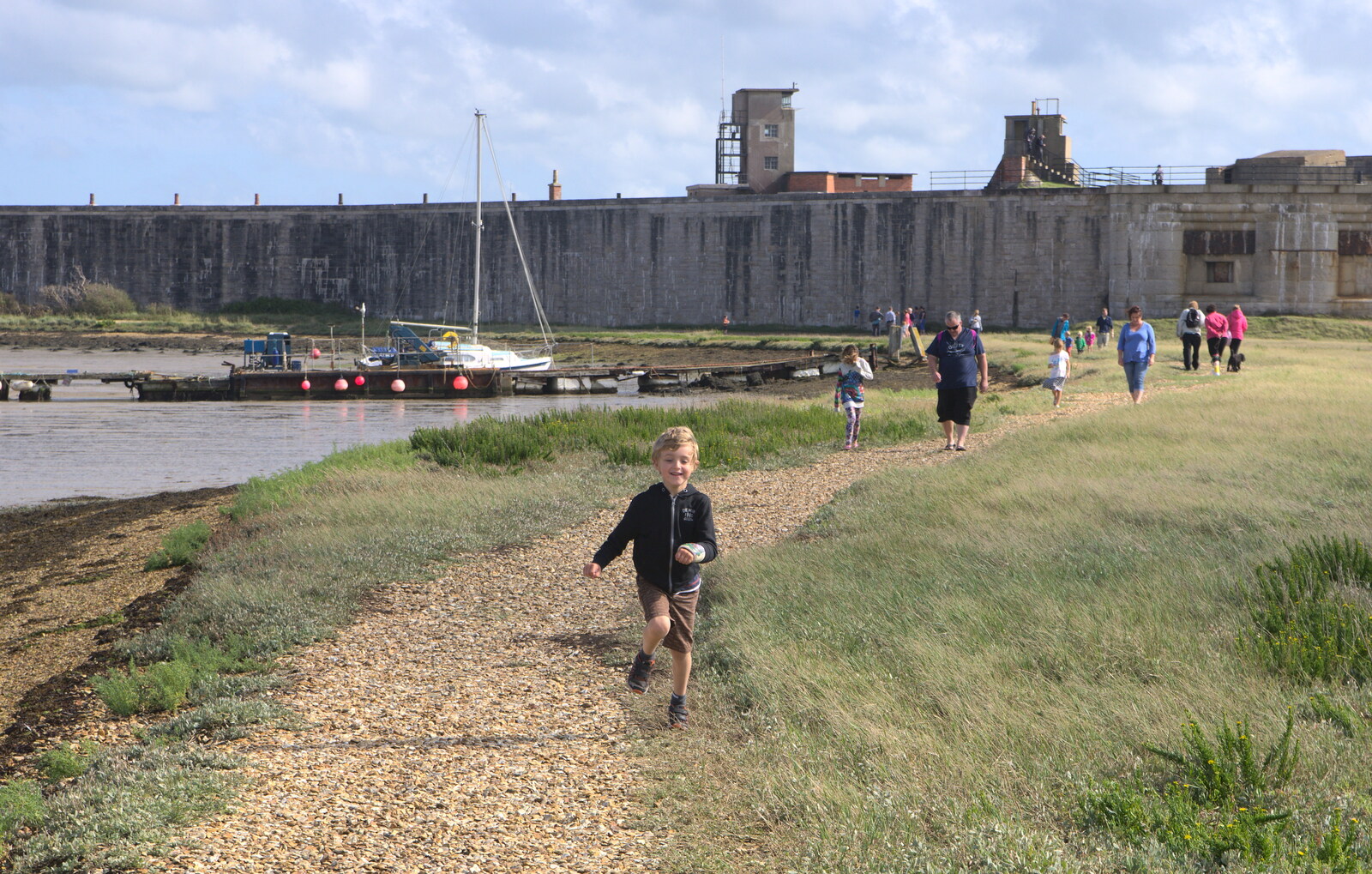 Fred runs down to the ferry from A Trip to Hurst Castle, Keyhaven, Hampshire - 28th August 2015