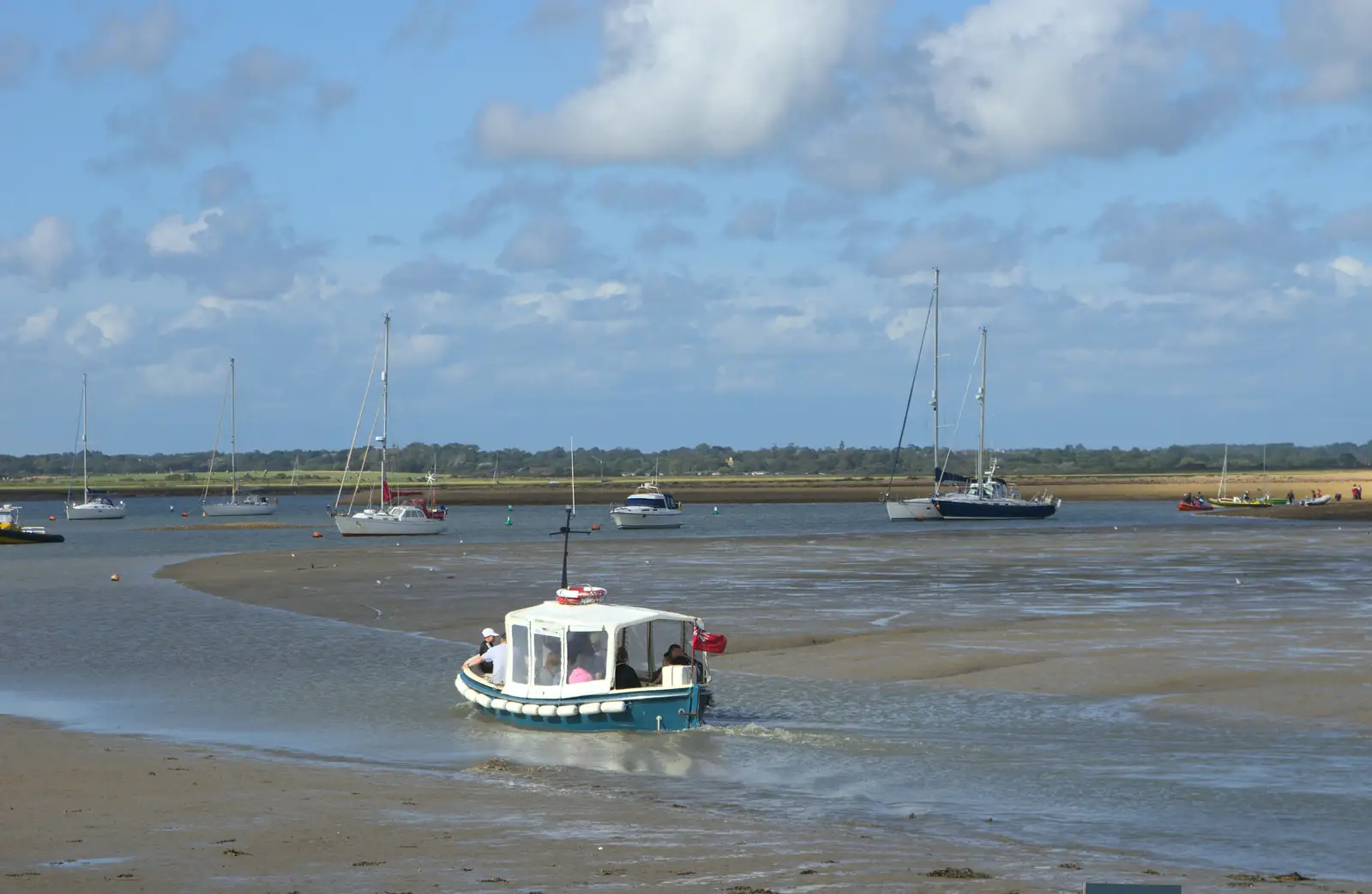 The previous ferry heads off up the river, from A Trip to Hurst Castle, Keyhaven, Hampshire - 28th August 2015