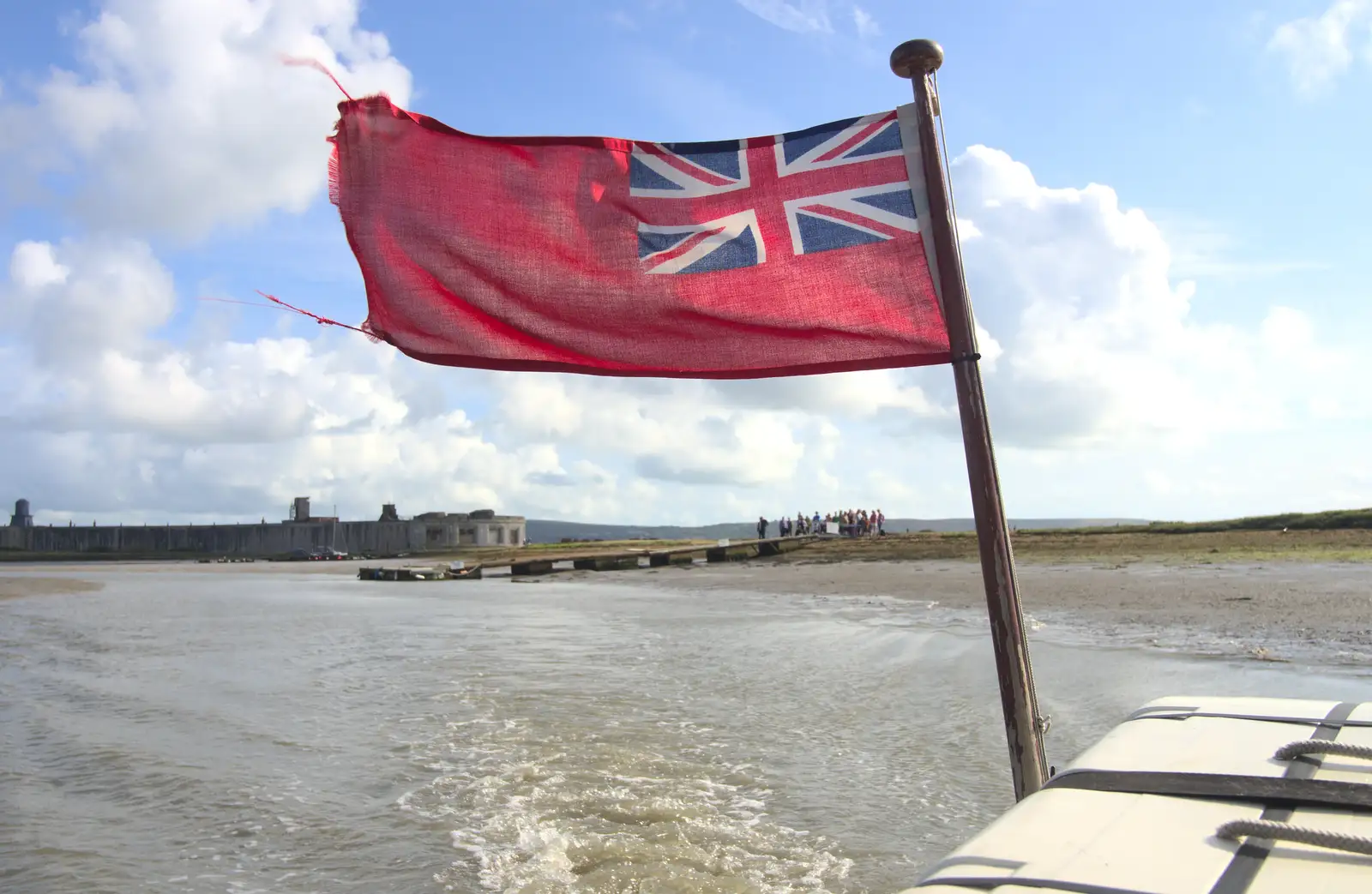 A tattered red ensign in the wind, from A Trip to Hurst Castle, Keyhaven, Hampshire - 28th August 2015