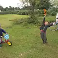 Harry and Fred play around, Camping at Roundhills, Brockenhurst, New Forest, Hampshire - 29th August 2015