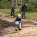 Harry on his balance bike, Camping at Roundhills, Brockenhurst, New Forest, Hampshire - 29th August 2015