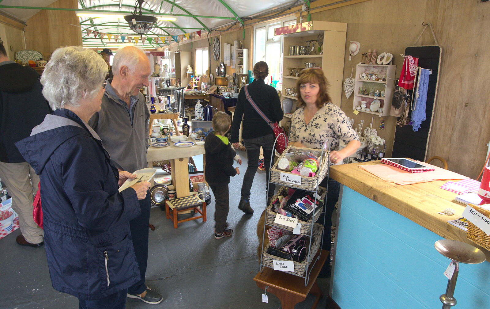 Michelle in her shop from Camping at Roundhills, Brockenhurst, New Forest, Hampshire - 29th August 2015