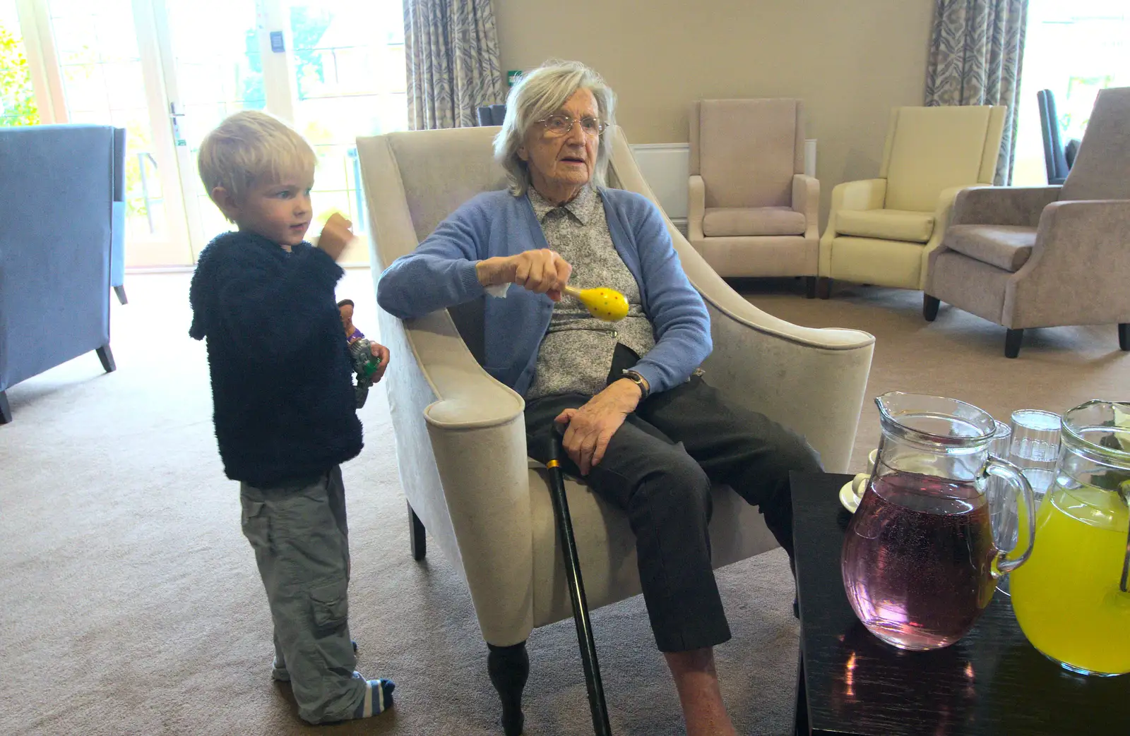 Harry and 'granny', from Camping at Roundhills, Brockenhurst, New Forest, Hampshire - 29th August 2015