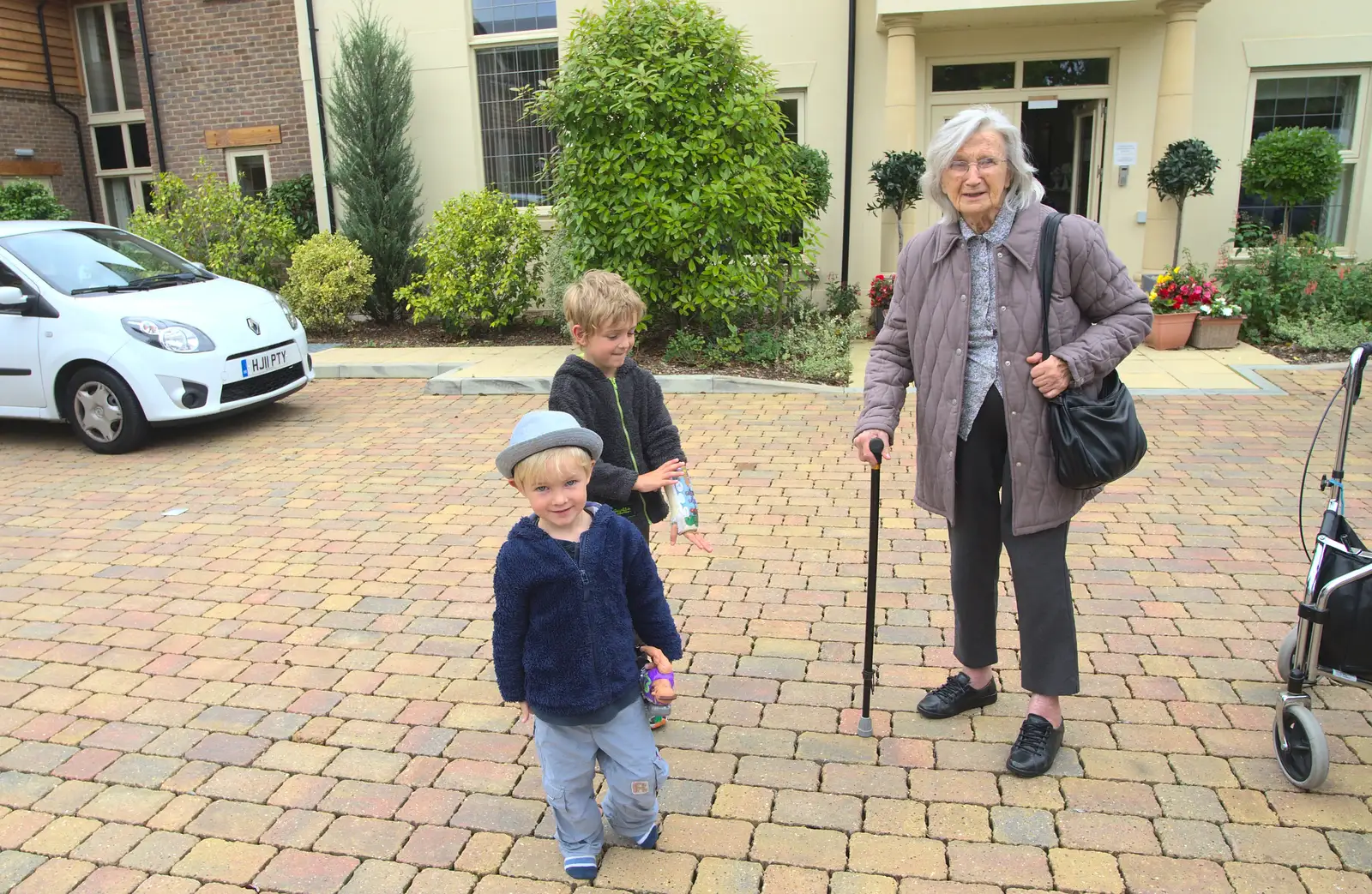 Harry, Fred and Grandmother, from Camping at Roundhills, Brockenhurst, New Forest, Hampshire - 29th August 2015