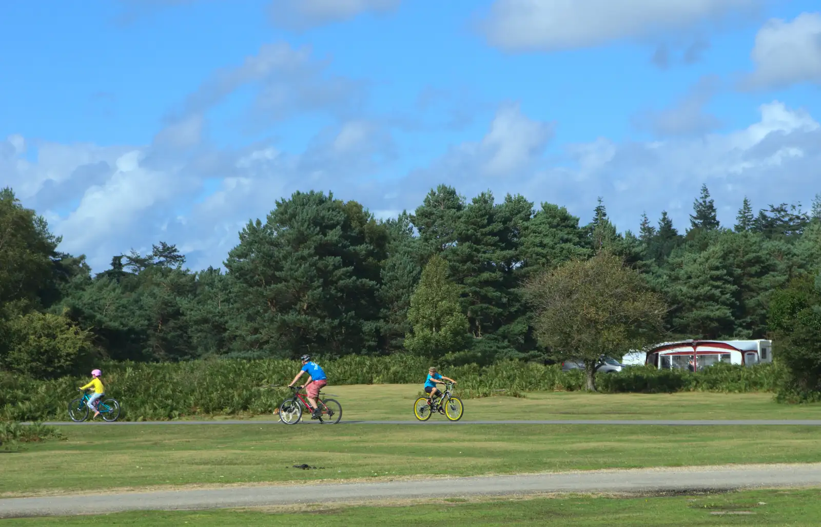 Cyclists at Roundhills, from Camping at Roundhills, Brockenhurst, New Forest, Hampshire - 29th August 2015