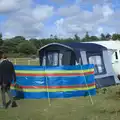 Isobel roams around the van, Camping at Roundhills, Brockenhurst, New Forest, Hampshire - 29th August 2015