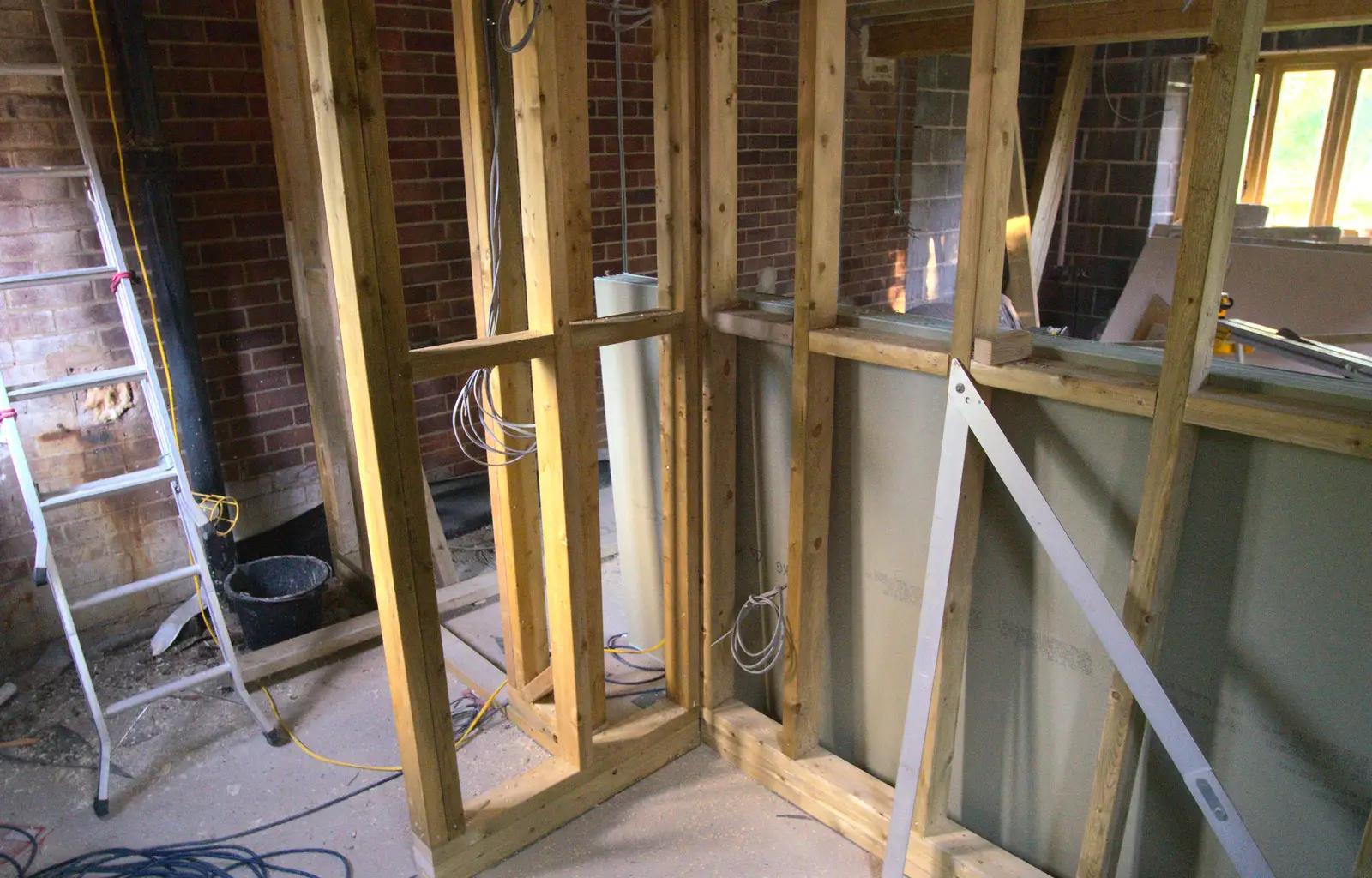 The frame for the new bathroom goes up, from A 1940s Dance, Bressingham Steam Museum, Bressingham, Norfolk - 19th September 2015