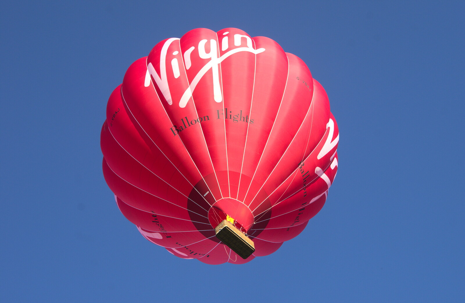 The Virgin balloon in flight from A 1940s Dance, Bressingham Steam Museum, Bressingham, Norfolk - 19th September 2015