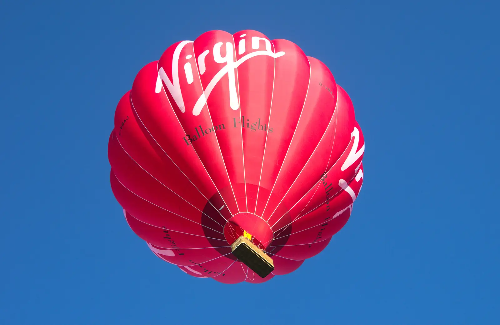 The Virgin balloon in flight, from A 1940s Dance, Bressingham Steam Museum, Bressingham, Norfolk - 19th September 2015