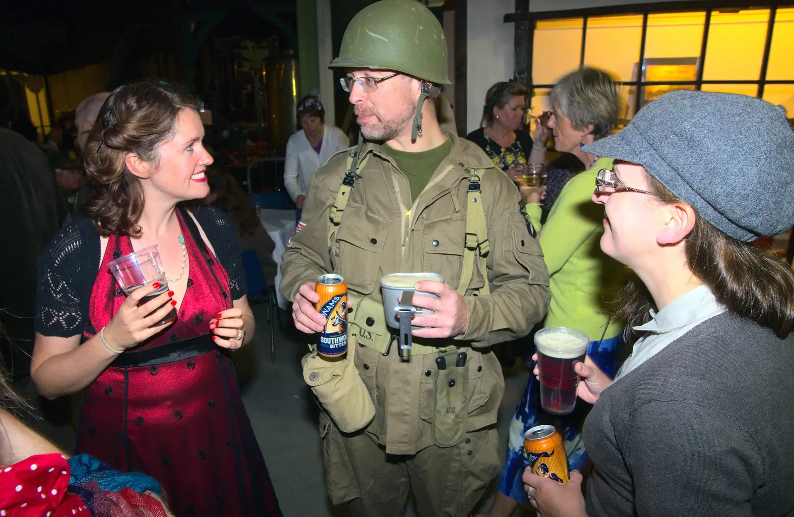 Isobel chats to Marc and Suey, from A 1940s Dance, Bressingham Steam Museum, Bressingham, Norfolk - 19th September 2015