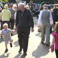 Harry stomps around with Grandad in tow, A Steamy 1940s Day Out, Holt and Sheringham, Norfolk - 20th September 2015