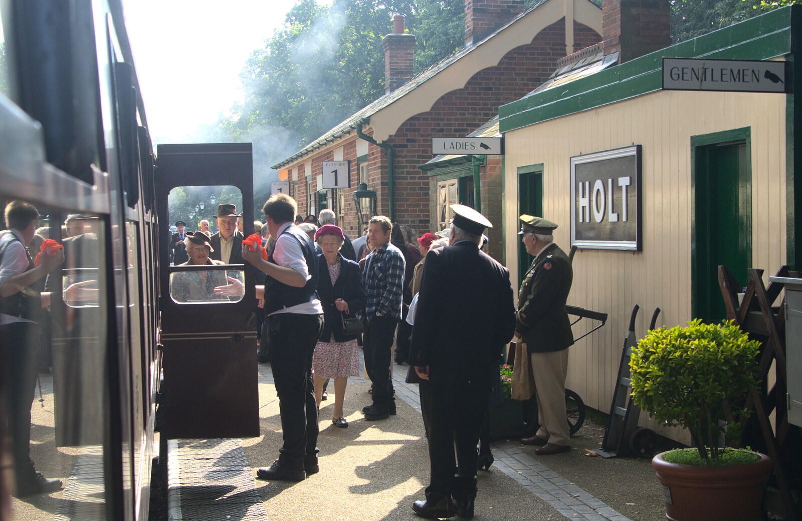 Holt station atmosphere from A Steamy 1940s Day Out, Holt and Sheringham, Norfolk - 20th September 2015
