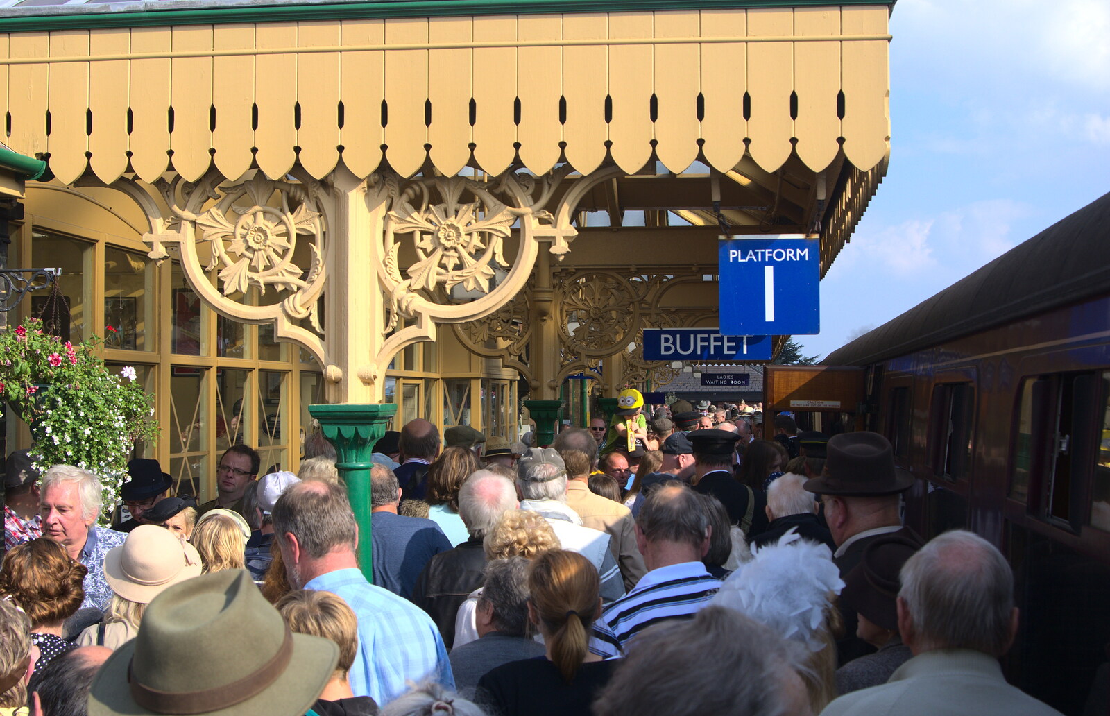 Sheringham Station is packed from A Steamy 1940s Day Out, Holt and Sheringham, Norfolk - 20th September 2015