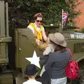 Suzanne lifts Harry up, A Steamy 1940s Day Out, Holt and Sheringham, Norfolk - 20th September 2015