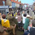 The kids wave to the crowds, A Steamy 1940s Day Out, Holt and Sheringham, Norfolk - 20th September 2015