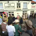 The mayor jumps off, A Steamy 1940s Day Out, Holt and Sheringham, Norfolk - 20th September 2015