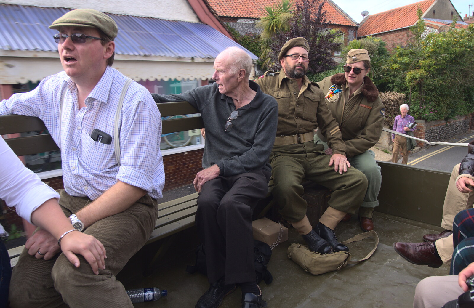 Grandad hangs out with the army guys from A Steamy 1940s Day Out, Holt and Sheringham, Norfolk - 20th September 2015