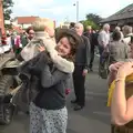 Harry gets lifted down, A Steamy 1940s Day Out, Holt and Sheringham, Norfolk - 20th September 2015