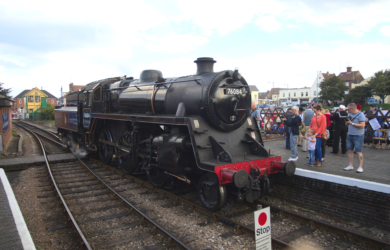 76084 Standard 4 sits at Sheringham from A Steamy 1940s Day Out, Holt and Sheringham, Norfolk - 20th September 2015