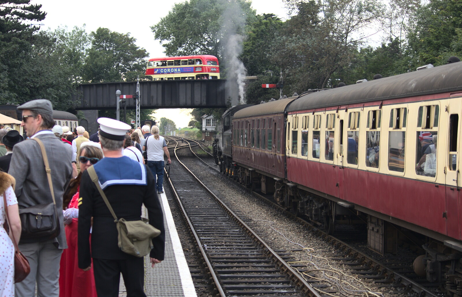 The train waits at the platforn from A Steamy 1940s Day Out, Holt and Sheringham, Norfolk - 20th September 2015
