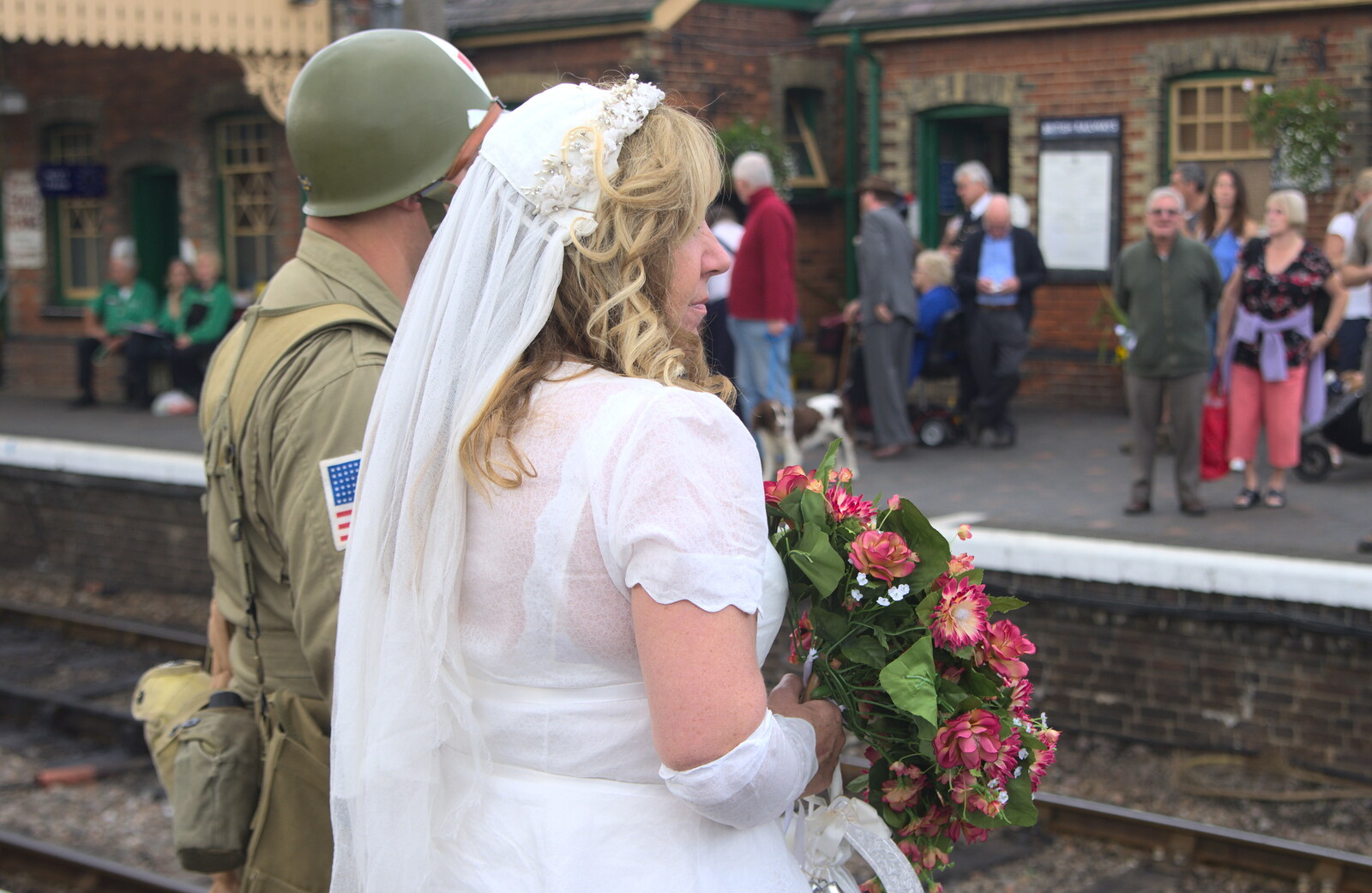 The wedding couple from A Steamy 1940s Day Out, Holt and Sheringham, Norfolk - 20th September 2015