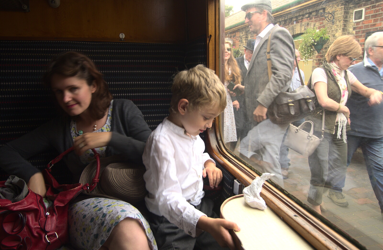 Isobel and Fred in the carriage from A Steamy 1940s Day Out, Holt and Sheringham, Norfolk - 20th September 2015