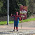 A very dodgy-looking Spider-Man advertises pizza, Fred's Lego, a Giant Clock, and a Trip to Norwich, Norfolk - 25th September 2015