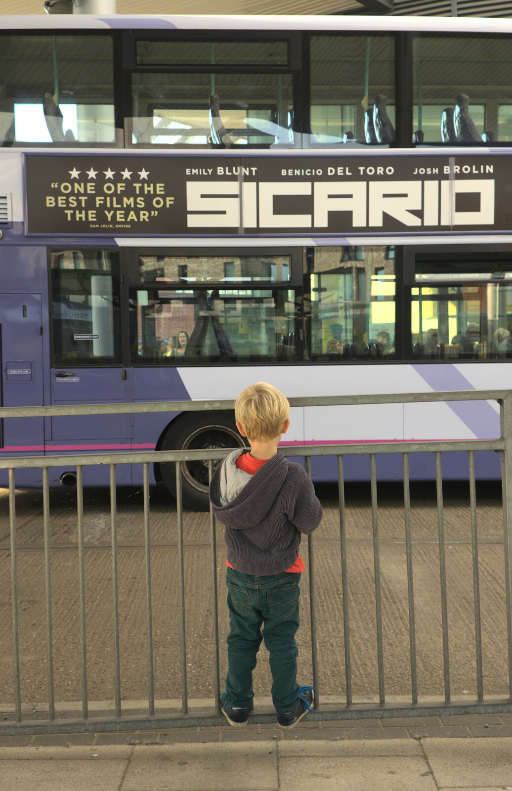 Harry watches buses from Fred's Lego, a Giant Clock, and a Trip to Norwich, Norfolk - 25th September 2015