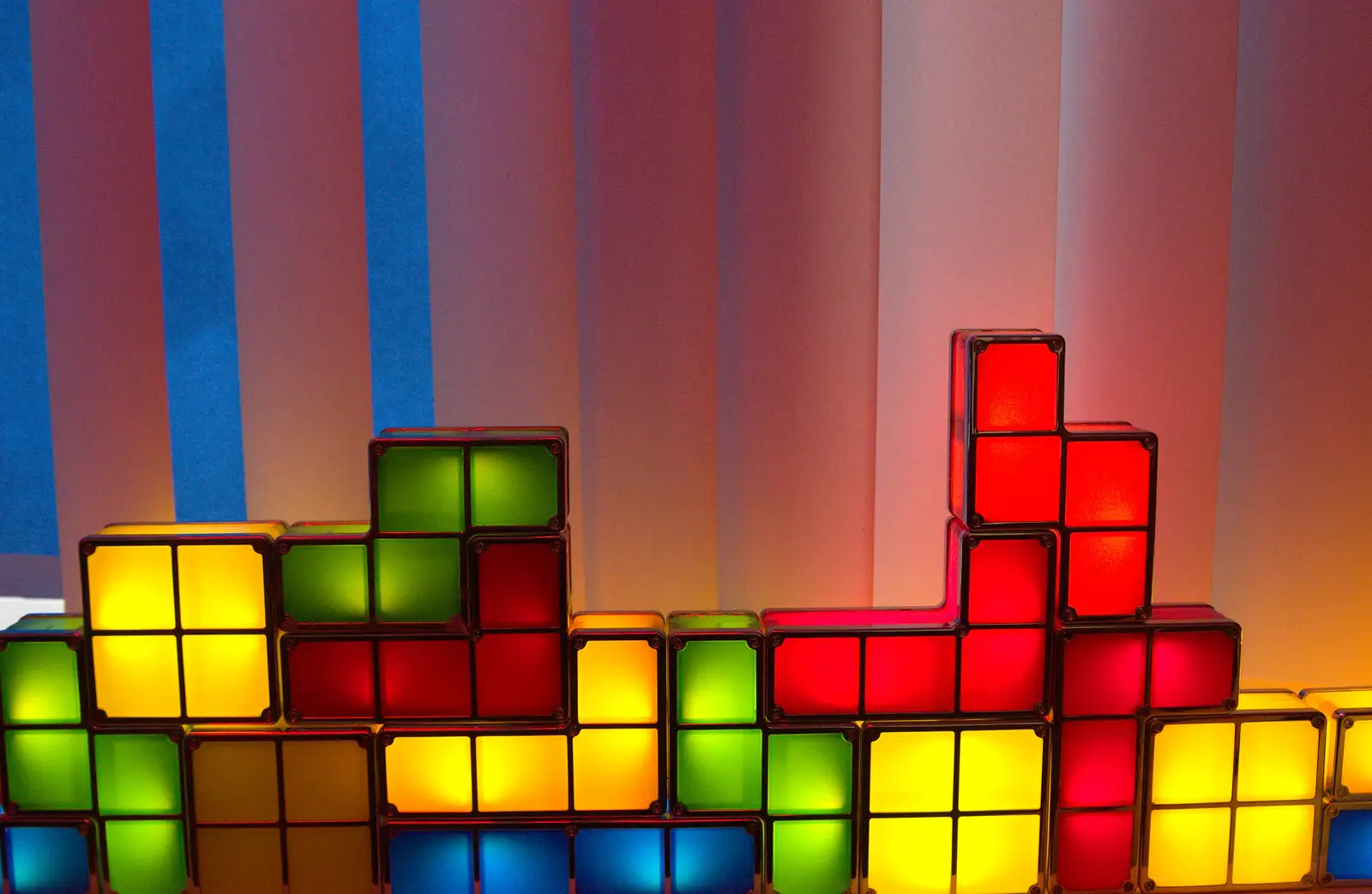 There are some cool Tetris-like lights, from SwiftKey Innovation Week, Southwark Bridge Road, London - 7th October 2015