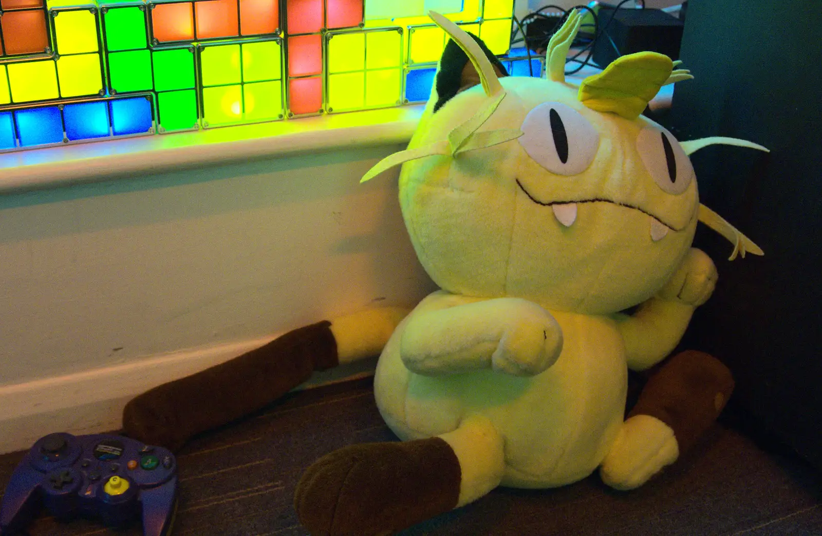 A Meowth Pokémon stuffed toy, from SwiftKey Innovation Week, Southwark Bridge Road, London - 7th October 2015