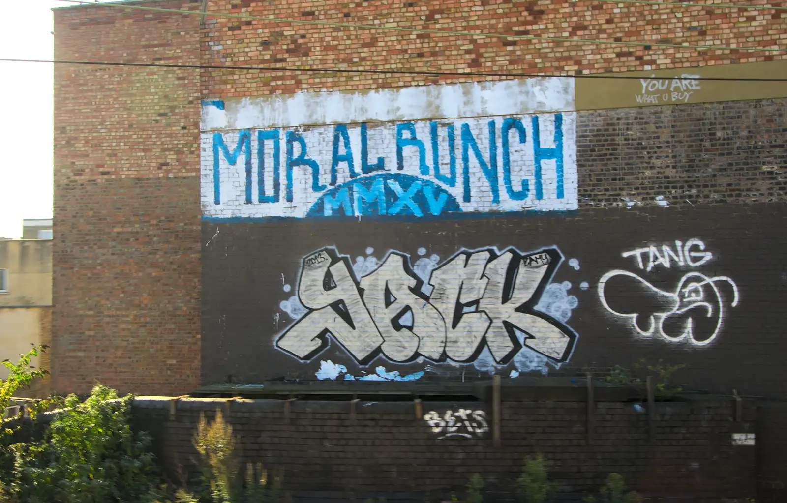 Moral Runch and Yack graffiti, from SwiftKey Innovation Week, Southwark Bridge Road, London - 7th October 2015