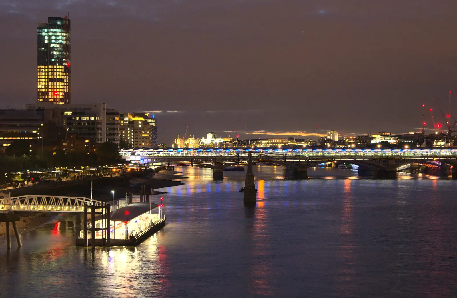 The Wobbly Bridge, and Blackfriar's, from SwiftKey Innovation Week, Southwark Bridge Road, London - 7th October 2015