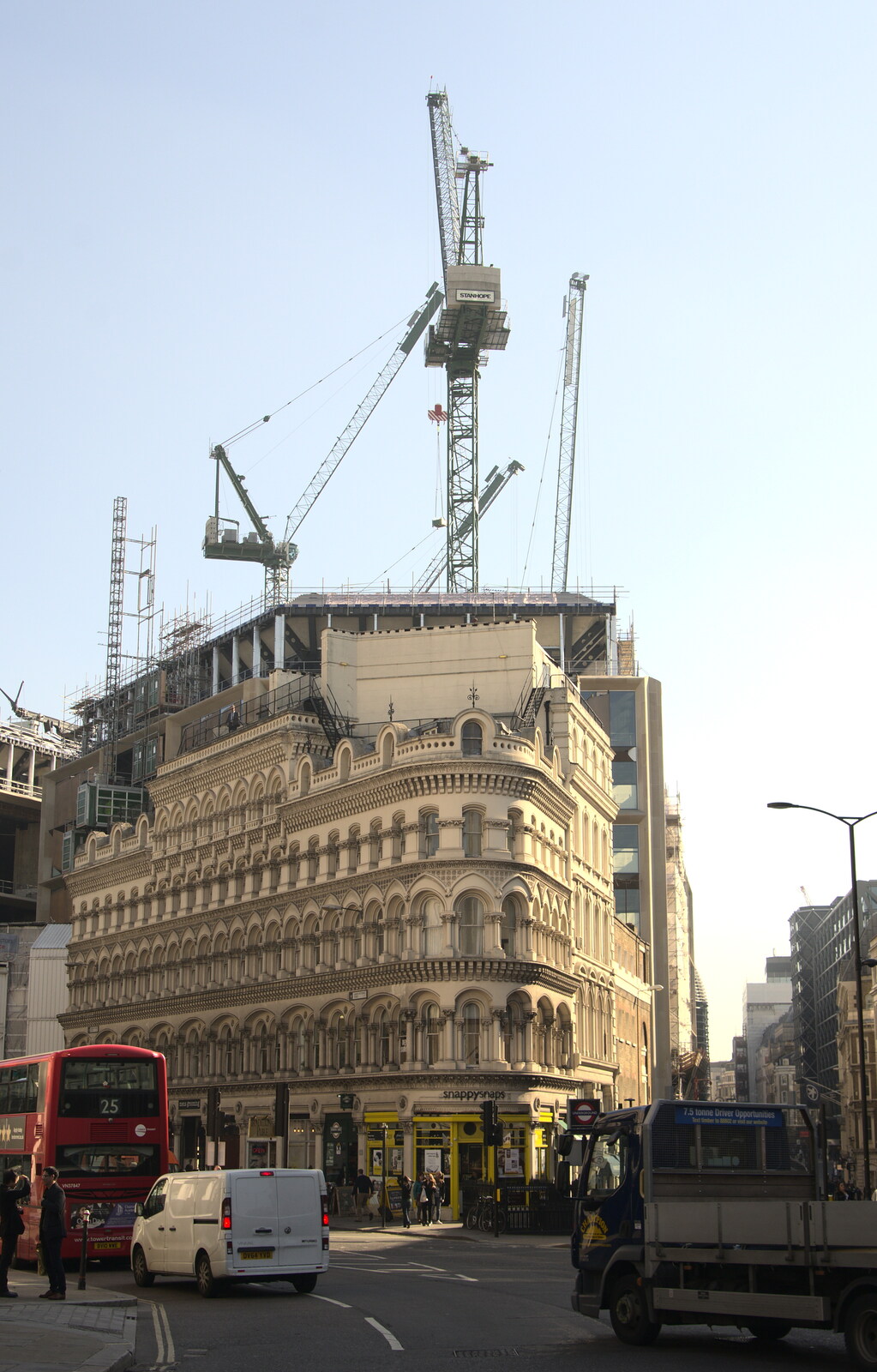 The Bloomberg-development cranes loom from SwiftKey Innovation Week, Southwark Bridge Road, London - 7th October 2015