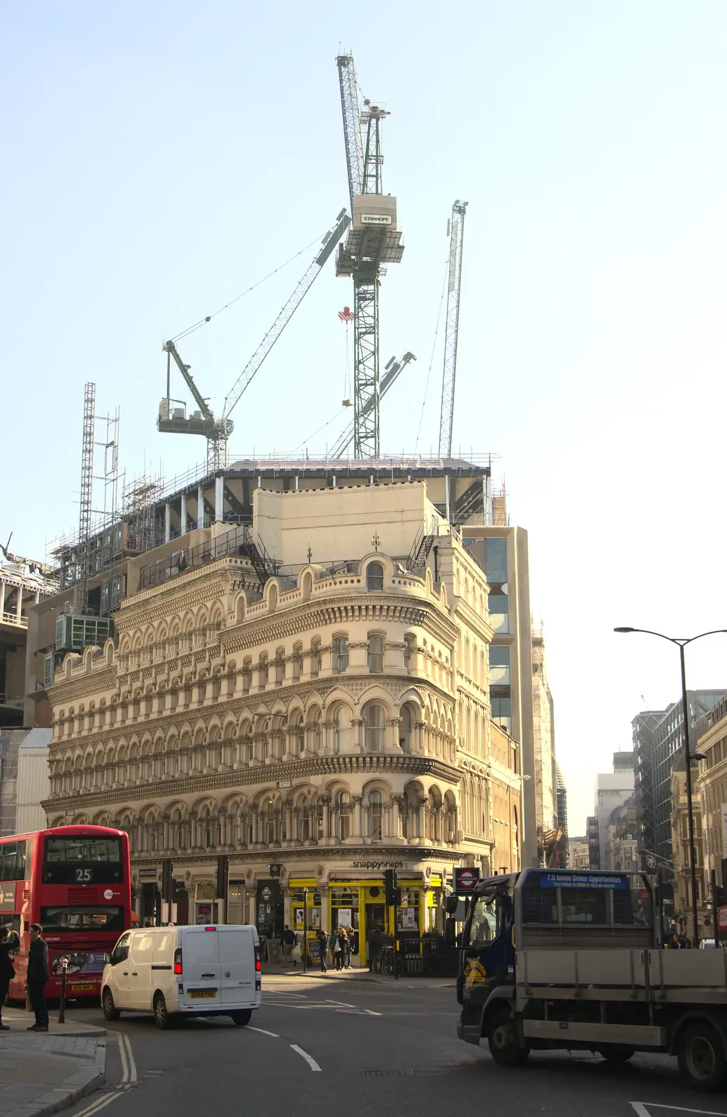 The Bloomberg-development cranes loom, from SwiftKey Innovation Week, Southwark Bridge Road, London - 7th October 2015