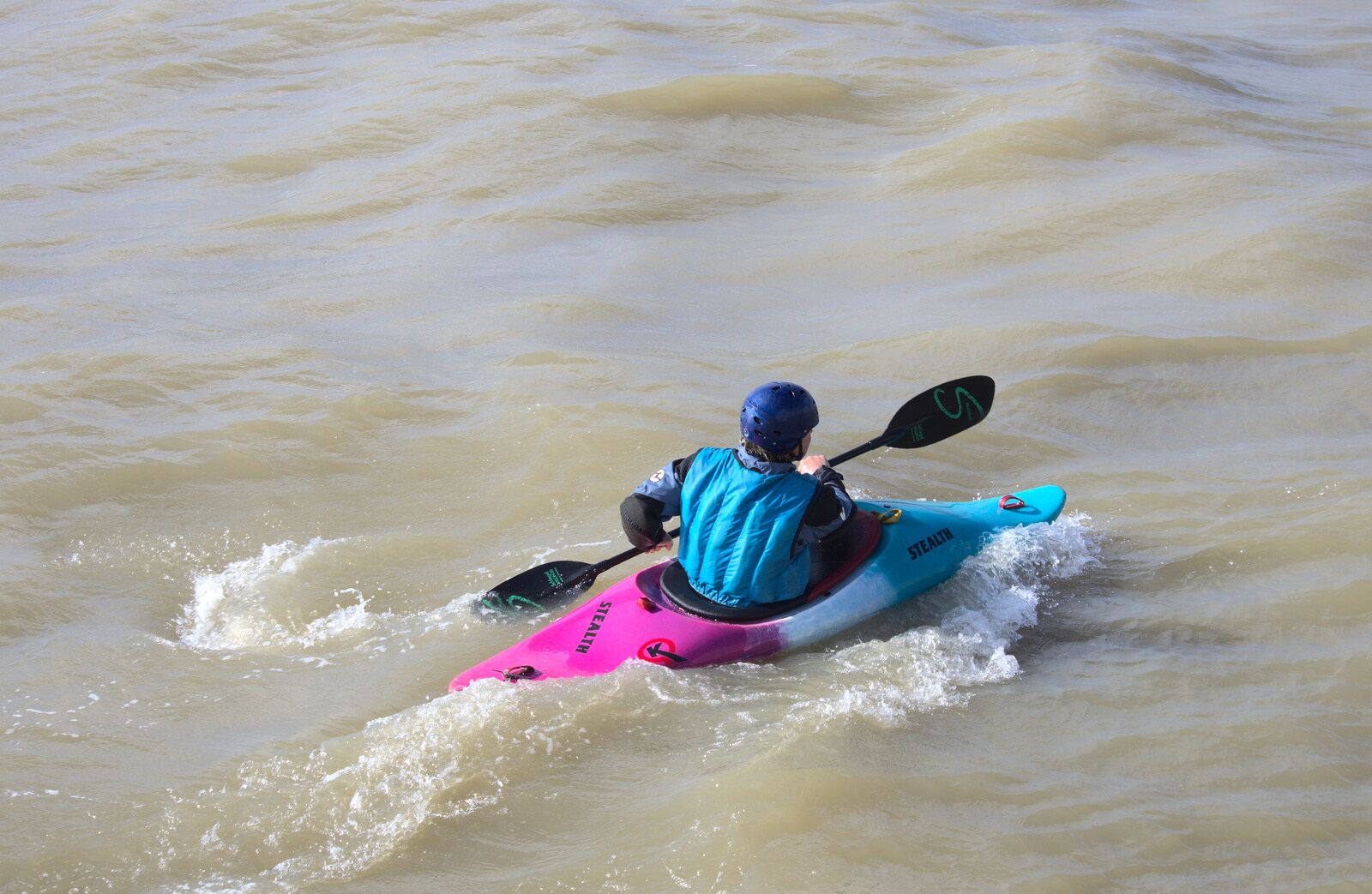 A sea kayaker paddles by from A DC3 Quiz and the Alfred Corry, Southwold, Suffolk, - 9th October 2015