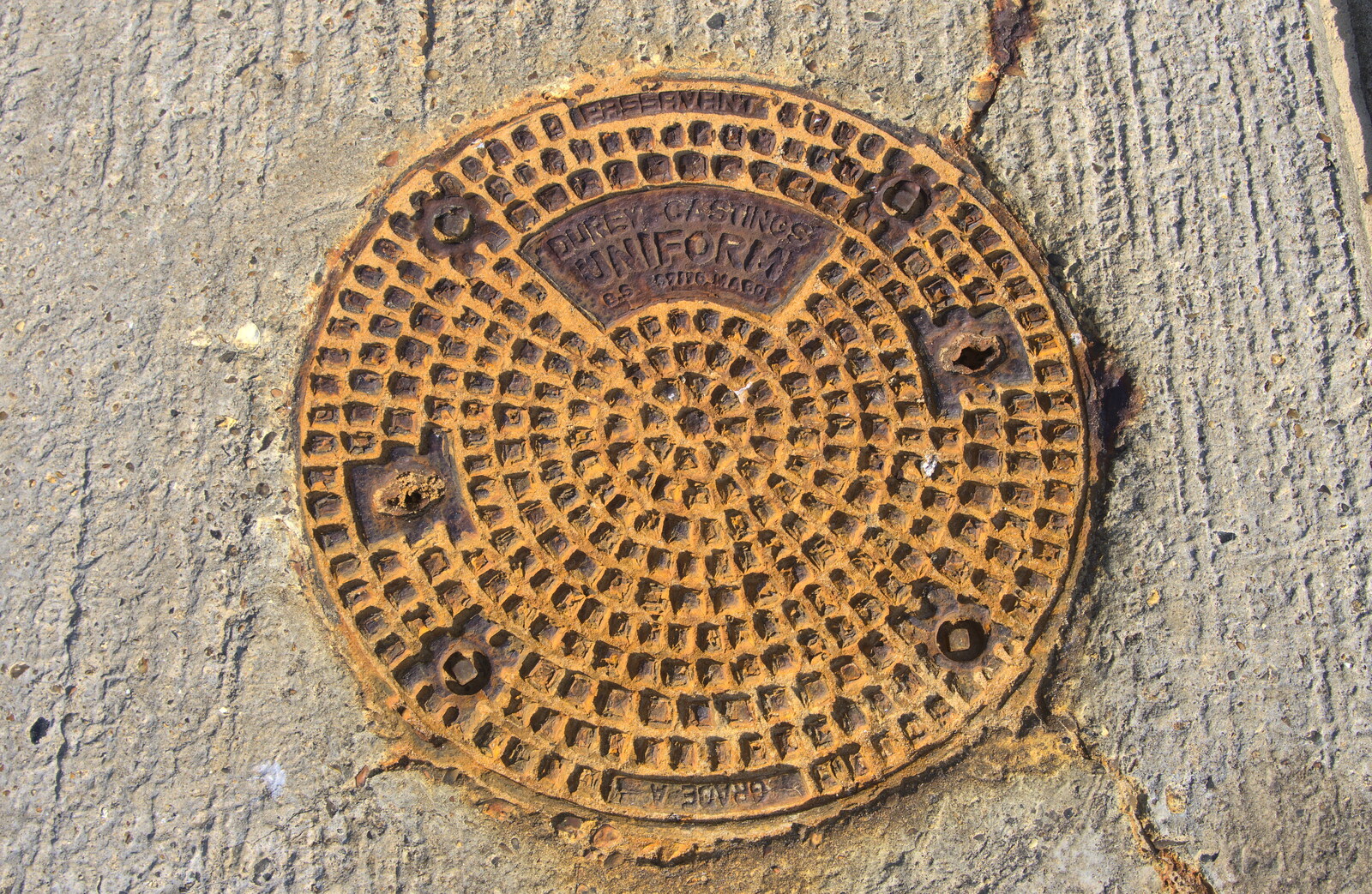Another rusted manhole cover from A DC3 Quiz and the Alfred Corry, Southwold, Suffolk, - 9th October 2015